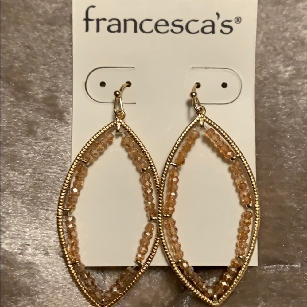 Francesca’s golden and blush beaded earrings, new